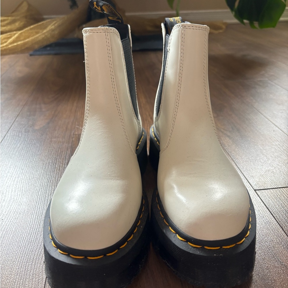 White Doc Marten 2976 Chelsea Boots - Picture 3 of 5